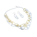 Gold plated and Silver Oval Double Chain Set